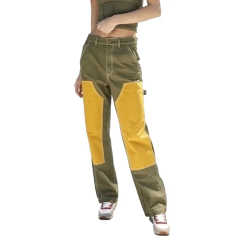 URBAN OUTFITTERS | NWT ๐ท๏ธ BDG cargo Canvas Carpenter Pant green yellow sz 25 - Picture 2 of 8